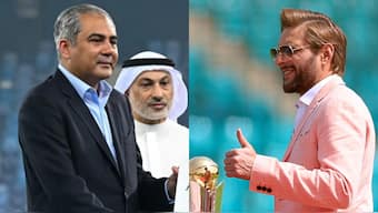 Mohsin Naqvi has been asked by Shahid Afridi to leave PCB or politics. Images: AFP/Reuters