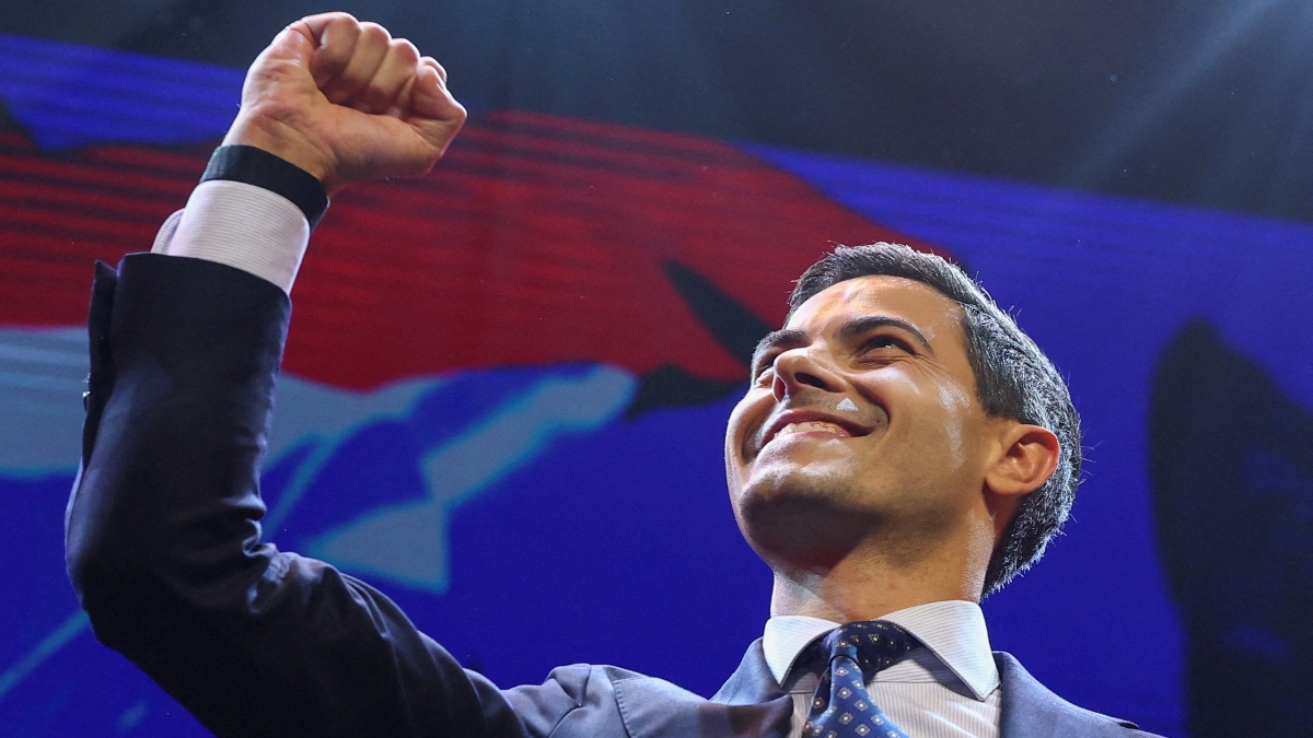 Democrats 66 (D66) party leader Rob Jetten gestures while addressing supporters following the exit poll and early results in the Dutch parliamentary elections in Leiden, Netherlands, on October 29, 2025. Reuters File Democrats 66 (D66) party leader Rob Jetten gestures while addressing supporters following the exit poll and early results in the Dutch parliamentary elections in Leiden, Netherlands, on October 29, 2025. Reuters File