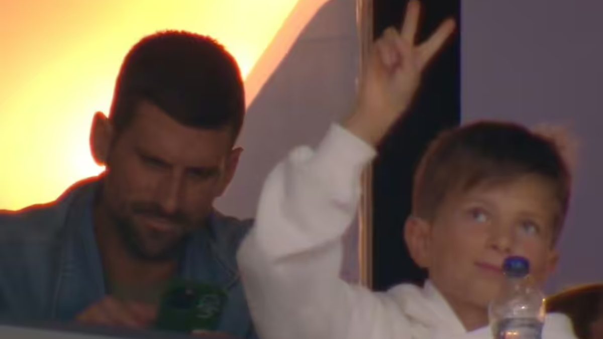 Novak Djokovic was booed in Athens during a basketball match. Image: EuroLeague Novak Djokovic was booed in Athens during a basketball match. Image: EuroLeague