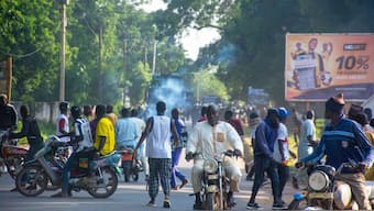 Supporters of opposition presidential candidate Issa Tchiroma, protest on the streets of Garoua, Cameroon, Sunday, Oct. 26, 2025. (AP Photo)