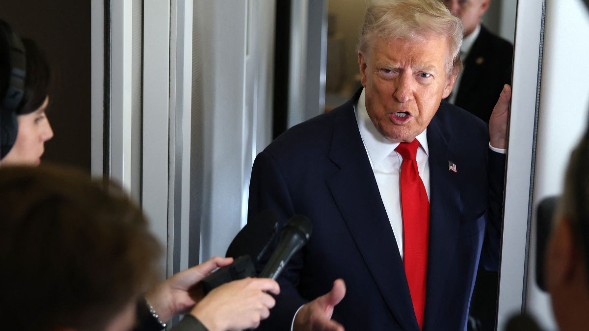 U.S. President Donald Trump speaks to members of the media on board Air Force One on October 31, 2025 at Joint Base . File Image - AFP U.S. President Donald Trump speaks to members of the media on board Air Force One on October 31, 2025 at Joint Base . File Image - AFP