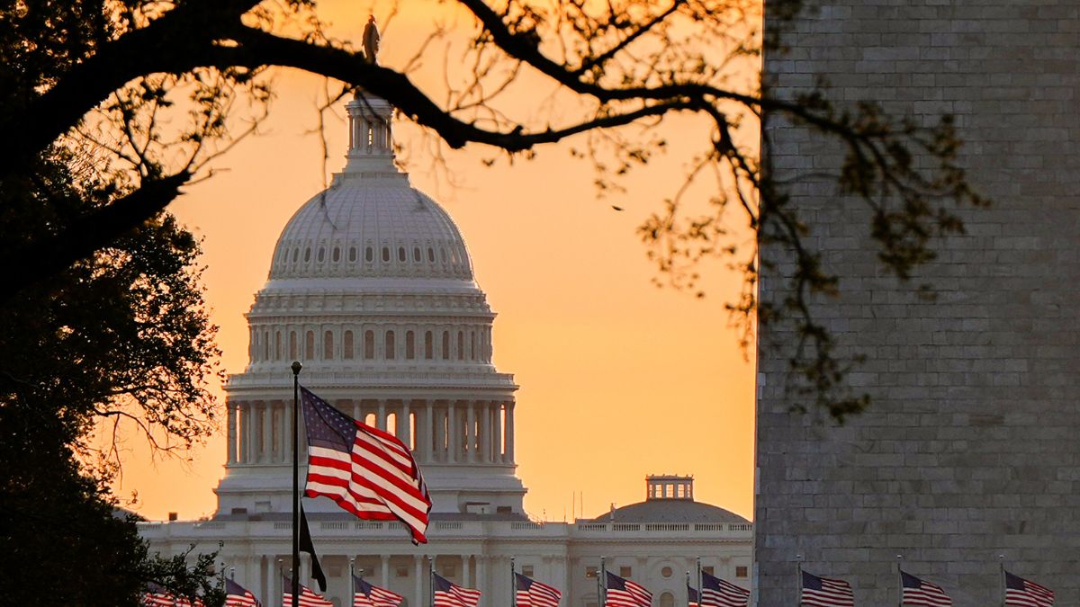 American flags fly in front of the U.S. Capitol at sunrise, Wednesday, Oct. 1, 2025, in Washington. (AP Photo) American flags fly in front of the U.S. Capitol at sunrise, Wednesday, Oct. 1, 2025, in Washington. (AP Photo)