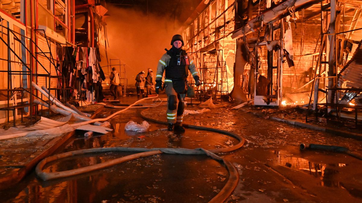 krainian firefighters struggle to extinguish a fire ravaging the Barabashovo market following an airstrike in Kharkiv on October 1, 2025 amid the Russian invasion of Ukraine.- AFP krainian firefighters struggle to extinguish a fire ravaging the Barabashovo market following an airstrike in Kharkiv on October 1, 2025 amid the Russian invasion of Ukraine.- AFP