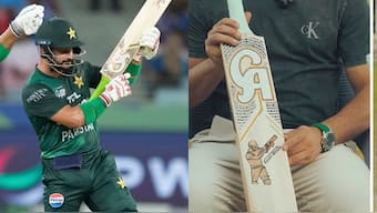 Pakistan cricketer Sahibzada Farhan creates fresh controversy with 'GunMode' bat sticker. Images: AP/ @tanveercric7_/X