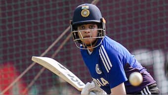 Shafali Verma bats in the nets at Navi Mumbai's DY Patil Stadium ahead of the ICC Women's World Cup semi-final between India and Australia. PTI