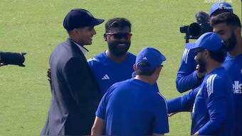 Shubman Gill is congratulated by his teammates after winning his first toss as India captain during the second Test against West Indies in Delhi. Image credit: Screengrab/JioHotstar