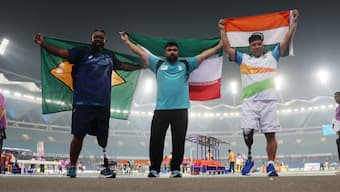 India's Soman Rana (right) won silver in the men's men's shot put F57 event on the penultimate day of the 2025 World Para Athletics Championships. Reuters