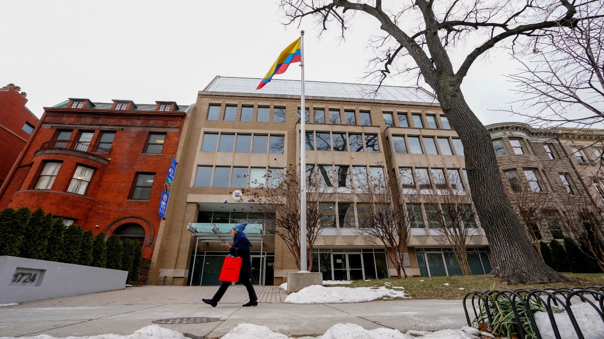 A person walks past Colombia's embassy after US President Donald Trump said he would impose retaliatory measures after the South American country turned away two US military aircraft with migrants being deported, in Washington, US on January 26, 2025. Reuters File A person walks past Colombia's embassy after US President Donald Trump said he would impose retaliatory measures after the South American country turned away two US military aircraft with migrants being deported, in Washington, US on January 26, 2025. Reuters File