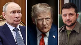 Russian President Vladimir Putin (left), US President Donald Trump (middle), Ukrainian President Volodymyr Zelenskyy (right)