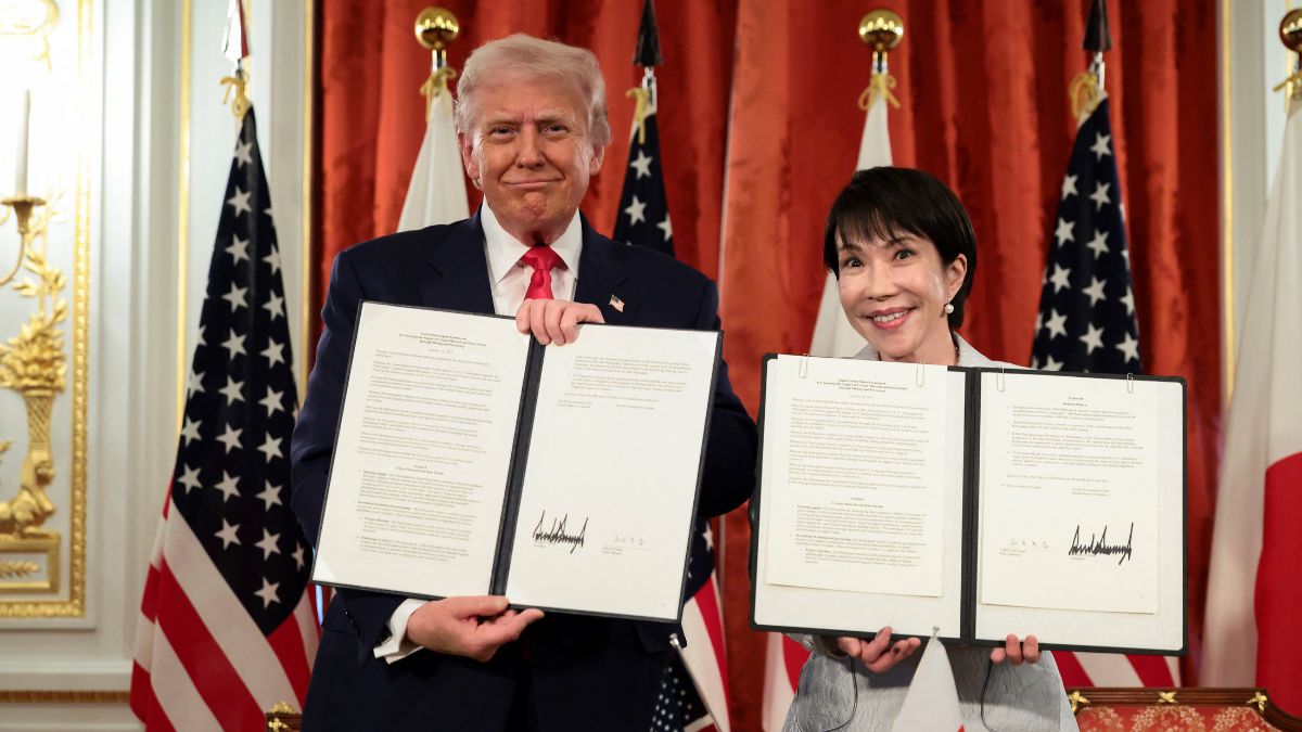 US President Donald Trump and Japanese Prime Minister Sanae Takaichi hold up signed documents regarding securing the supply of critical minerals and rare earths, at a bilateral meeting at Akasaka Palace in Tokyo, Japan, October 28, 2025. File Image/Reuters US President Donald Trump and Japanese Prime Minister Sanae Takaichi hold up signed documents regarding securing the supply of critical minerals and rare earths, at a bilateral meeting at Akasaka Palace in Tokyo, Japan, October 28, 2025. File Image/Reuters