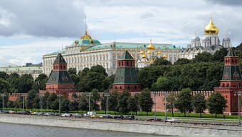 A view shows the Kremlin's towers, the Grand Kremlin Palace and cathedrals behind the wall in central Moscow, in Russia, on August 7, 2025. Reuters File