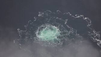 This file image, provided by the Swedish Coast Guard, shows a leak from Nord Stream 2 in 2022. (Image credit: AP)