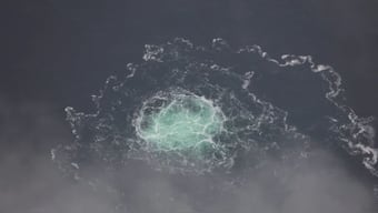 This file image, provided by the Swedish Coast Guard, shows a leak from Nord Stream 2 in 2022. (Image credit: AP)