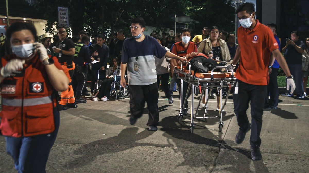 Medical workers bring a resident outside after a strong earthquake struck Cebu City, central Philippines, on Tuesday Sept. 30, 2025. AP Medical workers bring a resident outside after a strong earthquake struck Cebu City, central Philippines, on Tuesday Sept. 30, 2025. AP