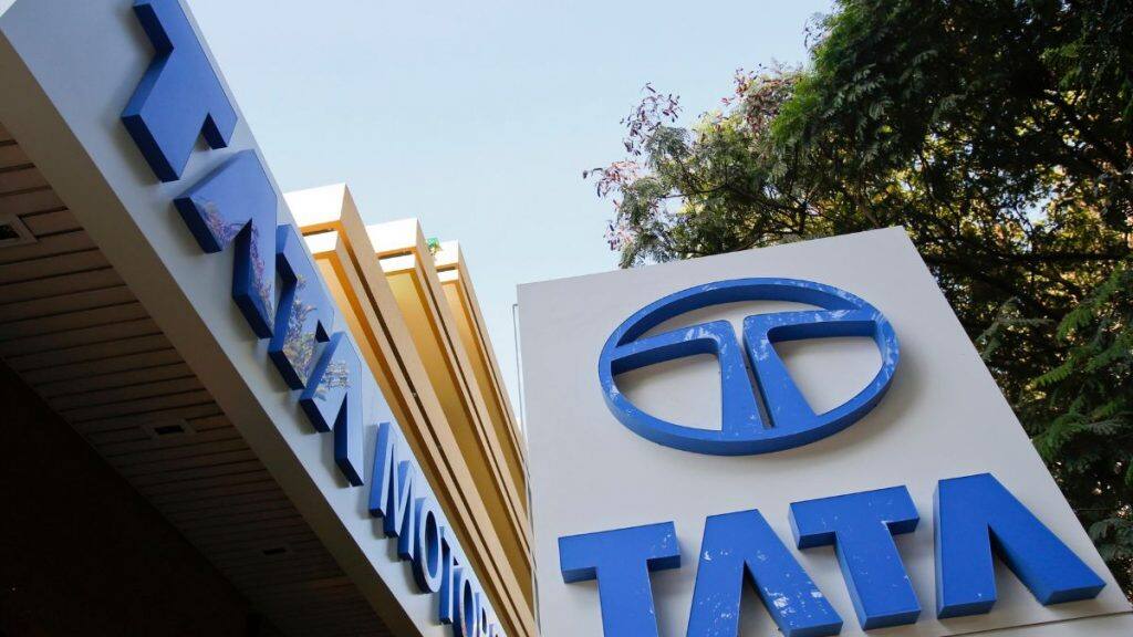 Tata Motors logos are pictured outside their flagship showroom in Mumbai. Reuters