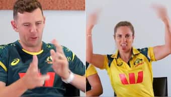 Australian players mocking India's no-handshake policy against Pakistan. Image: X