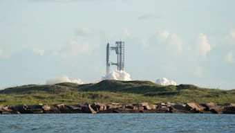 SpaceX's Starship rocket 38 is seen before launching during the 11th test flight on October 13, 2025 as seen from South Padre Island in Texas. (Photo: AFP)
