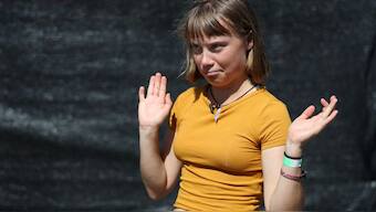 Swedish climate activist Greta Thunberg gestures while talking to media as a flotilla carrying humanitarian aid and activists prepare to leave for Gaza, in Barcelona on August 30, 2025. (Photo: AFP)
