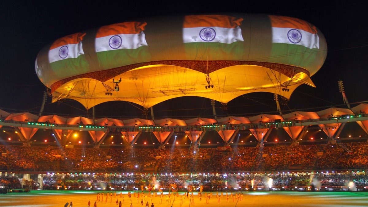 The Indian flag is projected onto a balloon during the Commonwealth Games closing in 2010. Image: Reuters The Indian flag is projected onto a balloon during the Commonwealth Games closing in 2010. Image: Reuters
