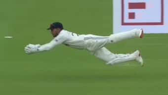 Dhruv Jurel took two brilliant catches to help India take early wickets. Image: Hotstar