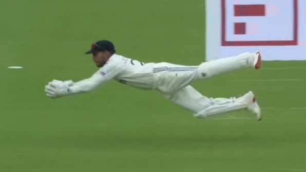 Dhruv Jurel turns superman with stunning catch in India vs West Indies Test - WATCH