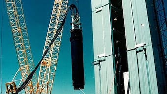 The equipment for the Operation Julin “Divider” nuclear test being positioned. Image courtesy: Wikimedia Commons