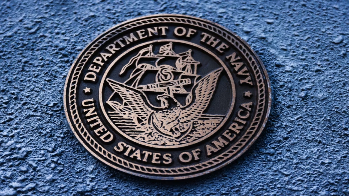 The US Navy emblem is seen on a monument in Streator, Illinois. US Navy The US Navy emblem is seen on a monument in Streator, Illinois. US Navy