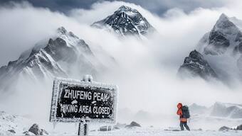 Heavy snowfall and icy trails force local authorities to shut down the Zhufeng Peak hiking area on Mount Everest’s Tibetan side.