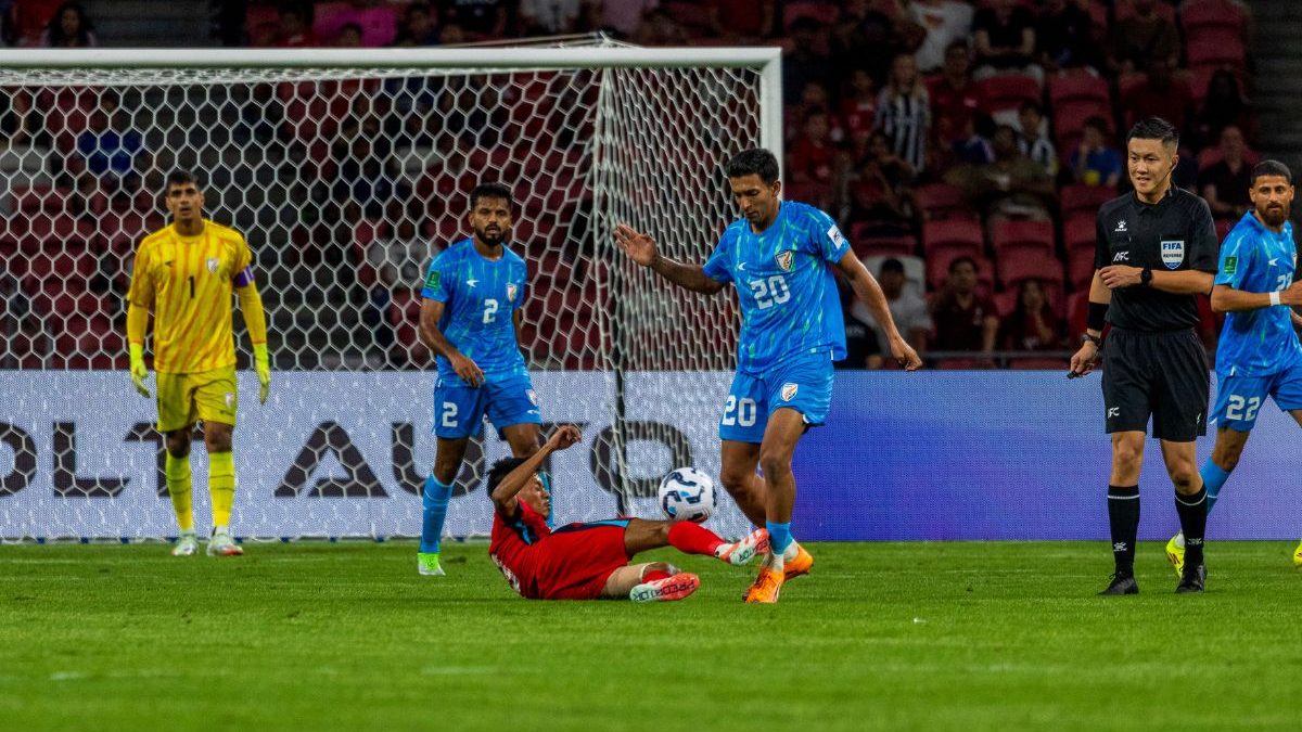 Rahim Ali helped India draw the match despite one man down. Image: AIFF Rahim Ali helped India draw the match despite one man down. Image: AIFF