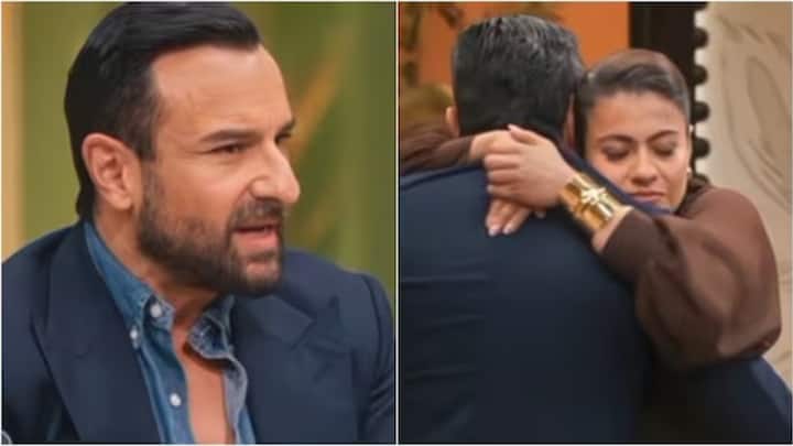 Kajol gets emotional, hugs Saif Ali Khan after he narrates his ordeal of stabbing incident, Twinkle Khanna calls him 'A real hero' Kajol gets emotional, hugs Saif Ali Khan after he narrates his ordeal of stabbing incident, Twinkle Khanna calls him 'A real hero'