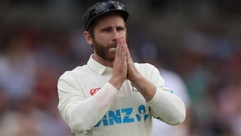 Kane Williamson reacts during a Test match against England. Image: Reuters