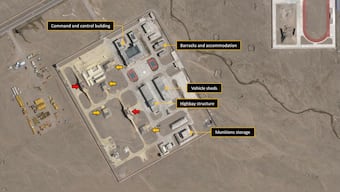 Satellite images revealed command and control buildings, barracks, vehicle sheds, munition storage, and radar positions coming up on the eastern edge of Pangong Lake. Image courtesy: X/@AllSourceA