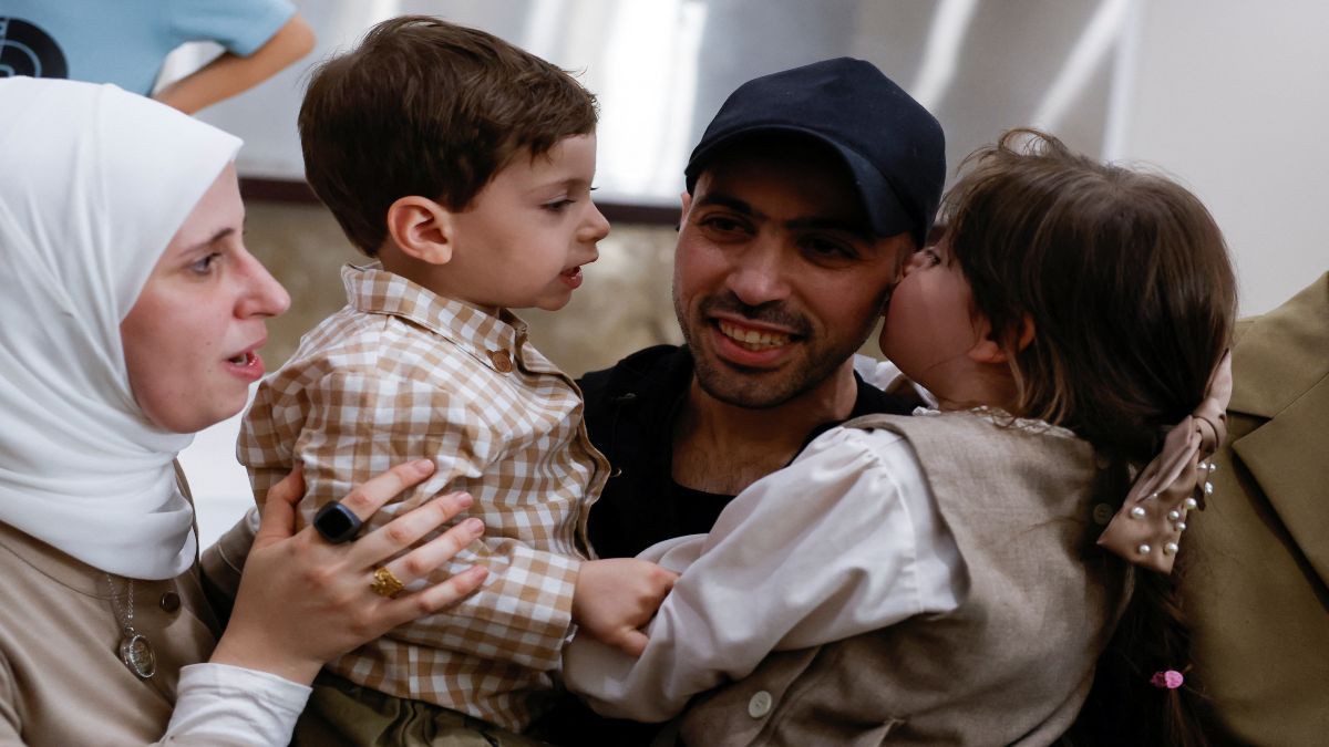 A freed Palestinian prisoner is greeted after being released from an Israeli jail as part of a hostages-prisoners swap and a ceasefire deal in Gaza between Hamas and Israel, in Ramallah, in the Israeli-occupied West Bank. Reuters A freed Palestinian prisoner is greeted after being released from an Israeli jail as part of a hostages-prisoners swap and a ceasefire deal in Gaza between Hamas and Israel, in Ramallah, in the Israeli-occupied West Bank. Reuters