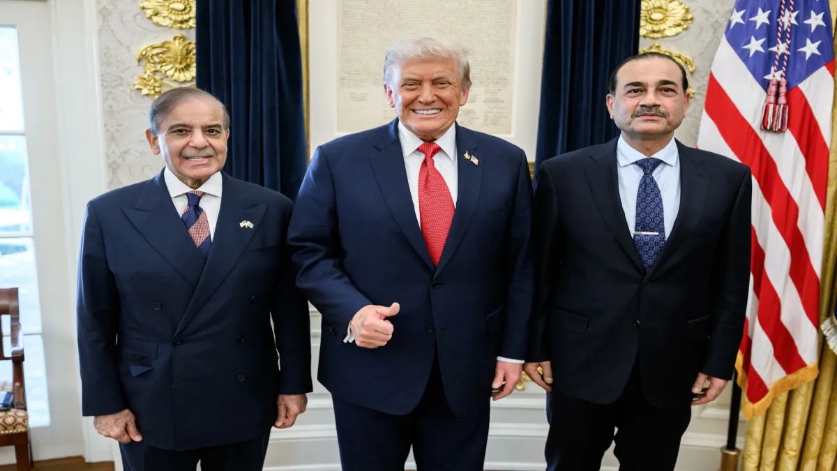US President Donald Trump with Pakistan PM Shehbaz Sharif and Field Marshal Asim Munir. Advisers to Pakistani army chief Field Marshal Asim Munir have approached US officials with an offer to build and run a port on the Arabian Sea. File image/White House US President Donald Trump with Pakistan PM Shehbaz Sharif and Field Marshal Asim Munir. Advisers to Pakistani army chief Field Marshal Asim Munir have approached US officials with an offer to build and run a port on the Arabian Sea. File image/White House