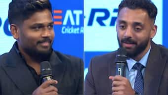 Sanju Samson and Varun Chakravarthy during the CEAT Cricket Awards in Mumbai. Image: StarSports