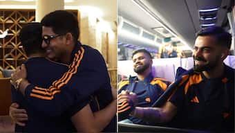 Shubman Gill meeting Rohit Sharma for first time after taking over captaincy. Image: BCCI