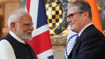 (File) Britain's Prime Minister Keir Starmer and Prime Minister Narendra Modi will interact during the former's first state visit to India. AFP