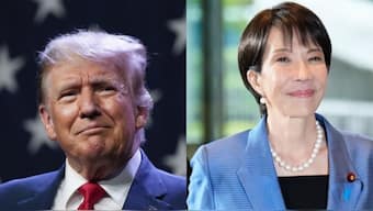 US President Donald Trump (left) and Japanese PM Sanae Takaichi (right). 