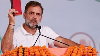 Rahul Gandhi addresses a public meeting ahead of Bihar Assembly elections, at Pakaha village, in Aurangabad district of Bihar, November 4, 2025. AICC via PTI