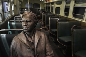 A statue of civil rights icon Rosa Parks sits in a bus as part of an exhibit inside the National Civil Rights Museum in Memphis, Tennessee, US. Reuters