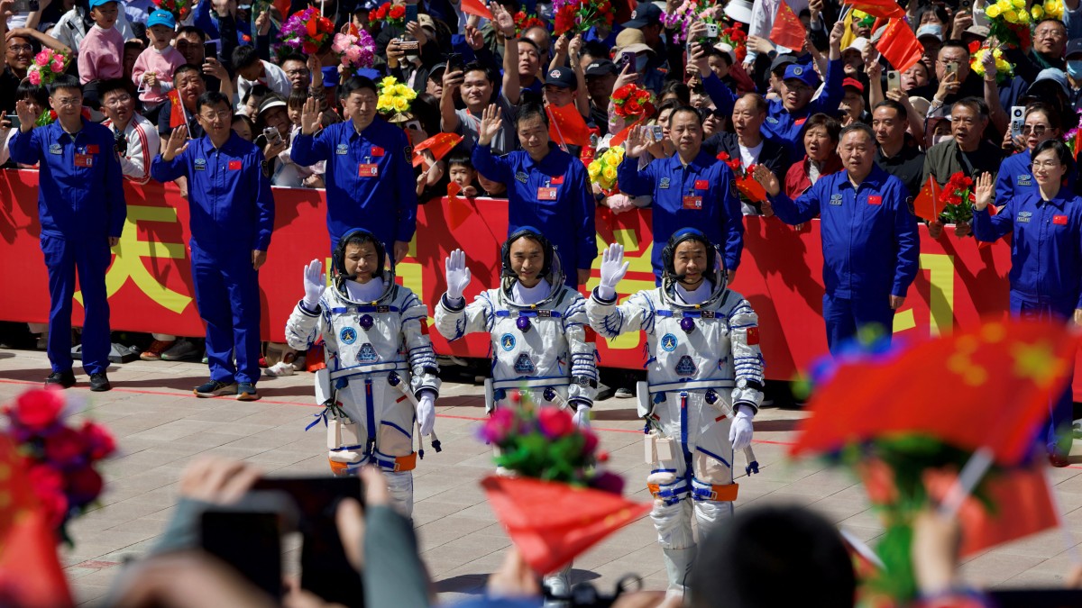 Astronauts Chen Dong, Chen Zhongrui and Wang Jie attend a see-off ceremony for the Shenzhou-20 spaceflight mission at Jiuquan Satellite Launch Center near Jiuquan, Gansu province, China April 24, 2025. Reuters Astronauts Chen Dong, Chen Zhongrui and Wang Jie attend a see-off ceremony for the Shenzhou-20 spaceflight mission at Jiuquan Satellite Launch Center near Jiuquan, Gansu province, China April 24, 2025. Reuters