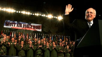 Then-Vice President Dick Cheney speaks to Air Force personnel at Scott Air Force Base in Illinois in 2006. Reuters