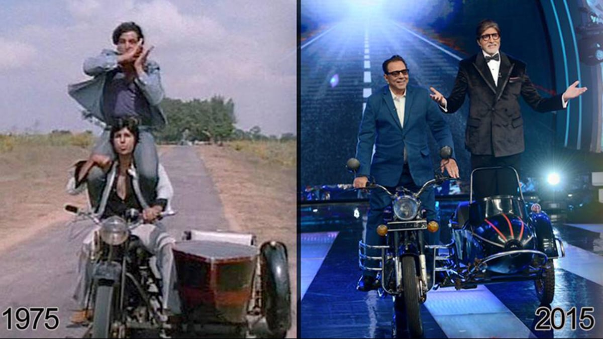 Firstpost at IFFI 2025 | Dharmendra's iconic bike from 'Sholay' parked on Panaji street as a tribute to the legendary actor Firstpost at IFFI 2025 | Dharmendra's iconic bike from 'Sholay' parked on Panaji street as a tribute to the legendary actor