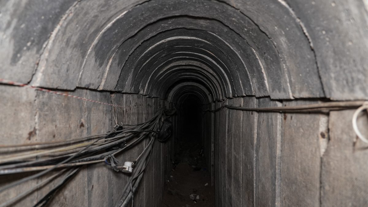 A tunnel at the European Hospital during a controlled embed organised by the Israeli military, in Khan Yunis in the Gaza Strip. A tunnel at the European Hospital during a controlled embed organised by the Israeli military, in Khan Yunis in the Gaza Strip.