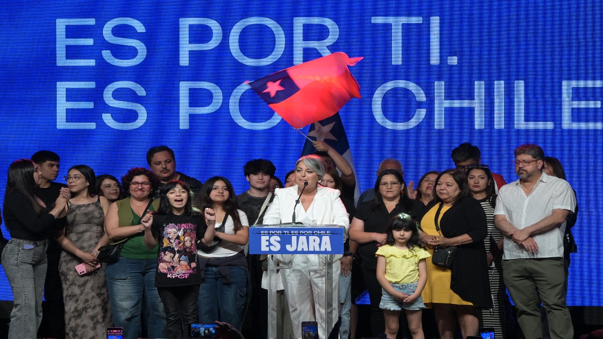 Chile's presidential candidate Jeannette Jara, of the Unidad por Chile coalition, delivers a speech after the first exit poll results of the general election, in Santiago on November 16, 2025. AFP Chile's presidential candidate Jeannette Jara, of the Unidad por Chile coalition, delivers a speech after the first exit poll results of the general election, in Santiago on November 16, 2025. AFP