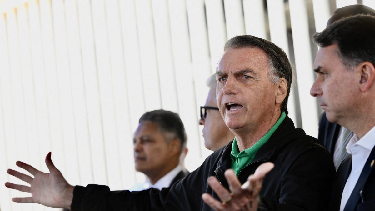 Former Brazilian President Jair Bolsonaro speaks to the press at the Federal Senate in Brasilia on July 17, 2025. (AFP) Former Brazilian President Jair Bolsonaro speaks to the press at the Federal Senate in Brasilia on July 17, 2025. (AFP)