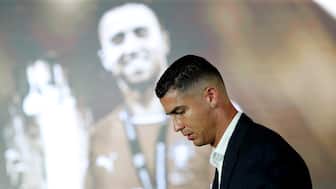 Cristiano Ronaldo at a tribute event for Diogo Jota and Jorga Costa organised by the Portuguese FA at the Cidade do Futebol near Lisbon in September. Reuters