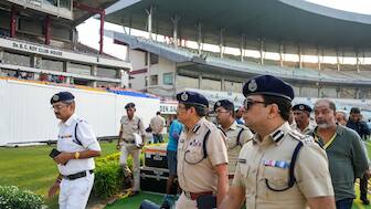 Kolkata Police personnel inspect the Eden Gardens on Tuesday, 11 November ahead of the first Test between India and South Africa. PTI