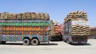 Trucks loaded with supplies wait to cross into Afghanistan at the Friendship Gate crossing point, in the Pakistan-Afghanistan border town of Chaman, Pakistan August 19, 2021. (Photo: Saeed Ali Achakzai/Reuters)