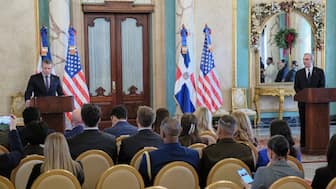 US Secretary of Defense Pete Hegseth, left, and Dominican Republic President Luis Abinader speak during a press conference at the National Palace in Santo Domingo, Dominican Republic, Wednesday, on November 26, 2025. (Photo: Ricardo Hernadez/AP)